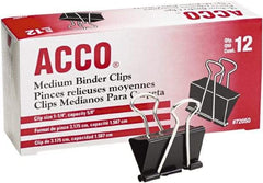 ACCO - 5/8" Wide Binder Clip - Black/Silver - Makers Industrial Supply