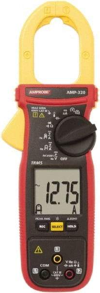 Amprobe - AMP-320, CAT III, Digital True RMS Clamp Meter with 1.378" Clamp On Jaws - 600 VAC/VDC, 600 AC/DC Amps, Measures Voltage, Capacitance, Current, microAmps, Resistance, Temperature - Makers Industrial Supply