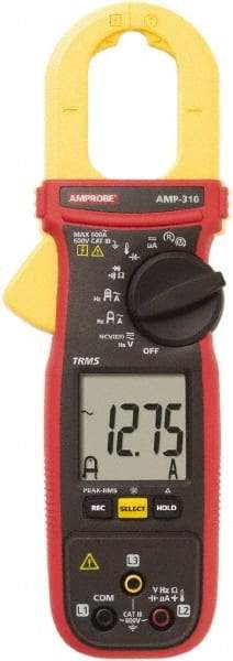 Amprobe - AMP-310, CAT III, Digital True RMS HVAC Clamp Meter with 1.1811" Clamp On Jaws - 600 VAC/VDC, 600 AC Amps, Measures Voltage, Capacitance, Current, microAmps, Resistance, Temperature - Makers Industrial Supply