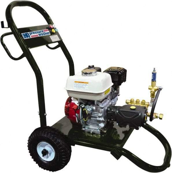 Value Collection - Gas, 14 hp, 3,700 psi, 4 GPM, Cold Water Pressure Washer - AR Triplex Ceramic Plunger, 50' x 3/8" Hose - Makers Industrial Supply