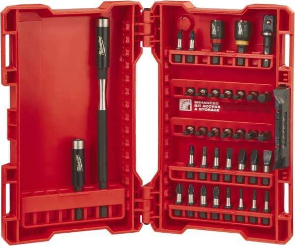 Milwaukee Tool - 36 Piece, Bit Set - 5/64 to 1/4" Hex, Phillips, Slotted, Torx, Square Point - Makers Industrial Supply