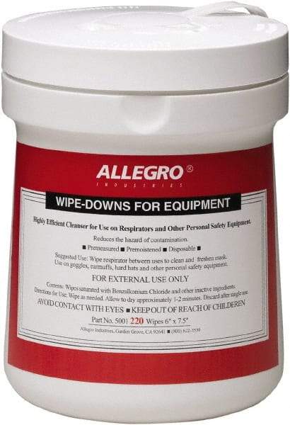 Allegro - Full Face Mask, Half Face Mask Alcohol Wipes - Non-Woven Cloth, 4-3/4" Long x 4-3/4" Wide, Individually Wrapped - Makers Industrial Supply