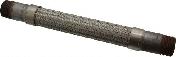 Made in USA - 12" OAL, 1" ID, 580 Max psi, Flexible Metal Hose Assembly - Makers Industrial Supply