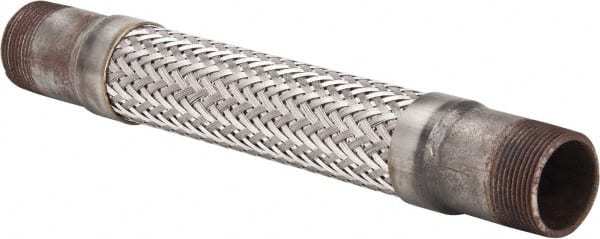 Made in USA - 12" OAL, 1-1/4" ID, 450 Max psi, Flexible Metal Hose Assembly - Makers Industrial Supply