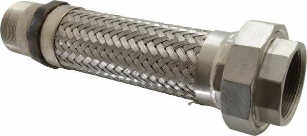 Made in USA - 12" OAL, 2" ID, 450 Max psi, Flexible Metal Hose Assembly - Makers Industrial Supply