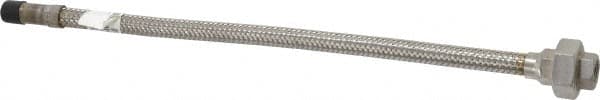 Made in USA - 18" OAL, 3/8" ID, 1,450 Max psi, Flexible Metal Hose Assembly - Makers Industrial Supply