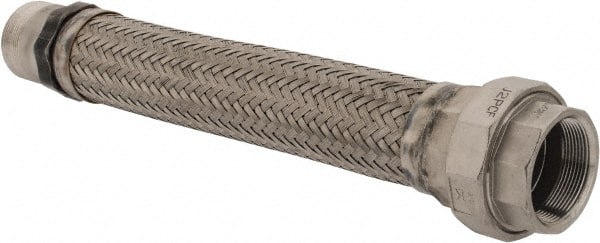 Made in USA - 18" OAL, 2" ID, 450 Max psi, Flexible Metal Hose Assembly - Makers Industrial Supply