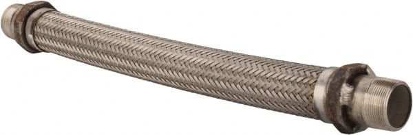 Made in USA - 24" OAL, 1-1/2" ID, 410 Max psi, Flexible Metal Hose Assembly - Makers Industrial Supply