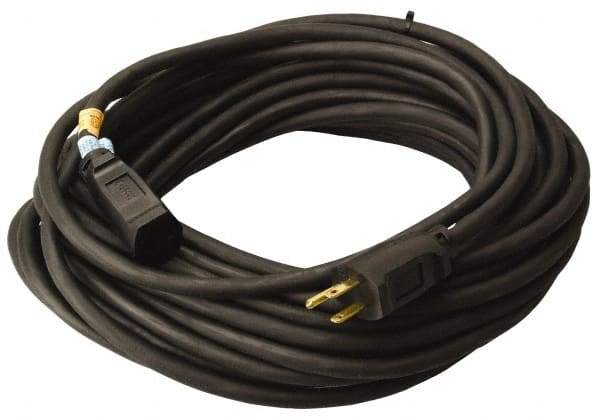 Southwire - 50', 12/3 Gauge/Conductors, Black Outdoor Extension Cord - 1 Receptacle, 15 Amps, UL SJEOW, NEMA 5-15P, 5-15R - Makers Industrial Supply