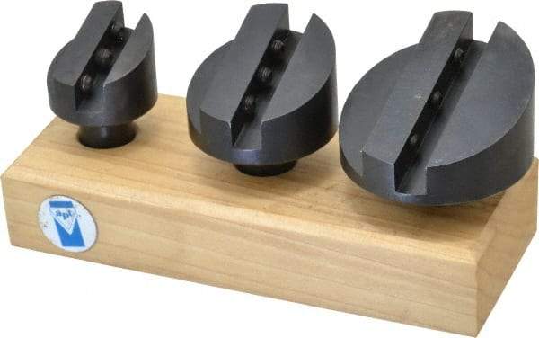 Made in USA - 3 Piece, 3/4" Shank Diam, 1-3/8" to 2-1/2" Max Head Diam, Straight Shank, Fly Cutter Set - 1 Bit Per Cutter, 3/8 to 1/2" Tool Bit, Multiple Head Diams, Includes Wood Block - Makers Industrial Supply