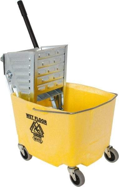 Value Collection - 35 Qt Plastic Metal Bucket & Wringer - 3" Long, Yellow - Makers Industrial Supply