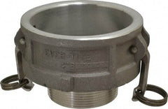 EVER-TITE Coupling Products - 4" Aluminum Cam & Groove Suction & Discharge Hose Female Coupler Male NPT Thread - Part B, 3" Thread, 100 Max psi - Makers Industrial Supply