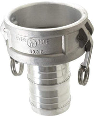 EVER-TITE Coupling Products - 4" Aluminum Cam & Groove Suction & Discharge Hose Female Coupler Hose Shank - Part C, 100 Max psi - Makers Industrial Supply