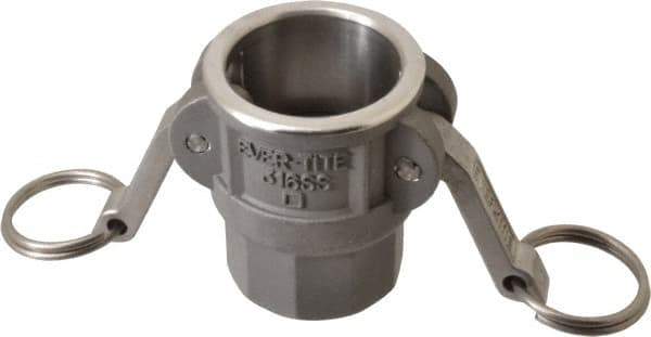 EVER-TITE Coupling Products - 1-1/4" Stainless Steel Cam & Groove Suction & Discharge Hose Female Coupler Female NPT Thread - Part D, 1-1/4" Thread, 250 Max psi - Makers Industrial Supply