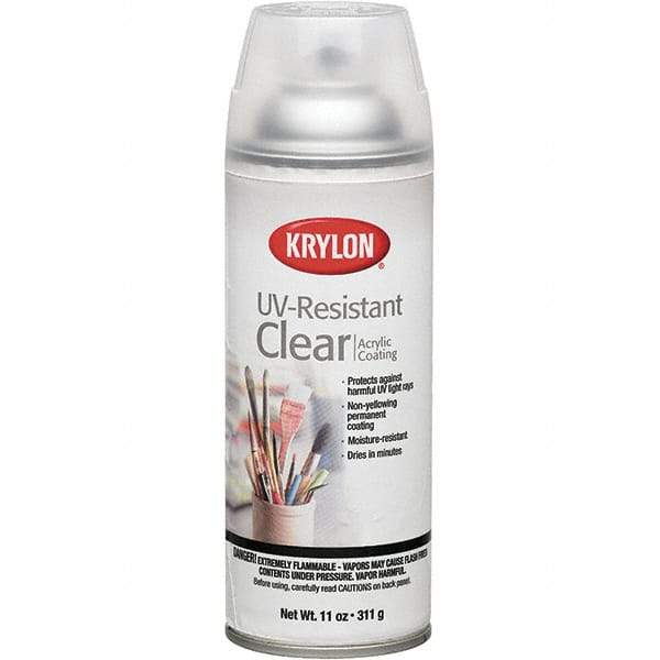 Krylon - Crystal Clear, Flat, Acrylic Coating Spray Paint - 15 to 20 Sq Ft per Can, 16 oz Container - Makers Industrial Supply