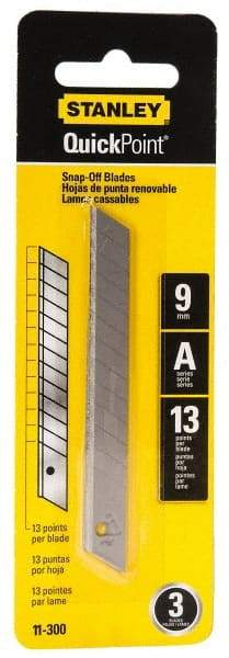 Stanley - 3 Piece Steel Utility Knife Blade - 3-1/2" OAL, 0.017" Blade Thickness - Makers Industrial Supply