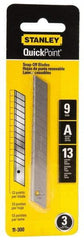 Stanley - 3 Piece Steel Utility Knife Blade - 3-1/2" OAL, 0.017" Blade Thickness - Makers Industrial Supply