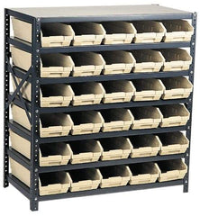 Quantum Storage - 2,100 Lb Capacity, 18" Deep x 36" Wide x 39" High, Steel Floor Rack - 1 Side, 30 Ivory Polyethylene/Polypropylene Bins - Makers Industrial Supply