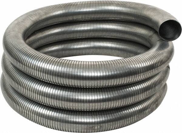 Federal Hose - 4" ID, -60 to 400°F, Galvanized Steel Unlined Flexible Metal Duct Hose - 18" Bend Radius, 25' Long - Makers Industrial Supply