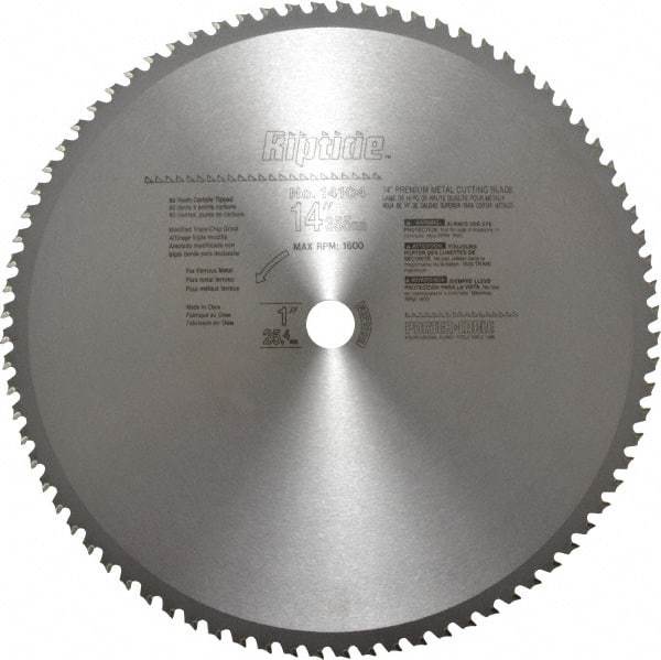 Porter-Cable - 14" Diam, 1" Arbor Hole Diam, 80 Tooth Wet & Dry Cut Saw Blade - Carbide-Tipped, Cutoff Action, Standard Round Arbor - Makers Industrial Supply