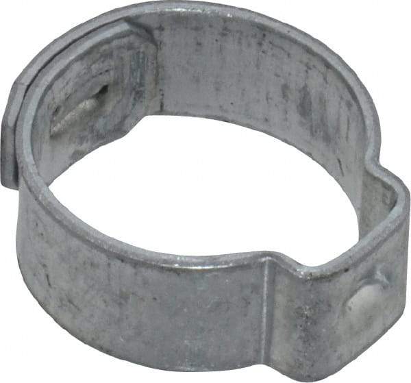 Oetiker - 12.6 to 14.5mm, Zinc-Plated 1-Ear Clamp - 9/16" Noml Size, 6mm Inner Width, 7mm Wide x 0.75mm Thick, Carbon Steel - Makers Industrial Supply