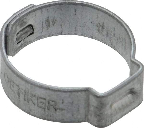 Oetiker - 17 to 19.8mm, Zinc-Plated 1-Ear Clamp - 3/4" Noml Size, 9mm Inner Width, 7mm Wide x 0.75mm Thick, Carbon Steel - Makers Industrial Supply