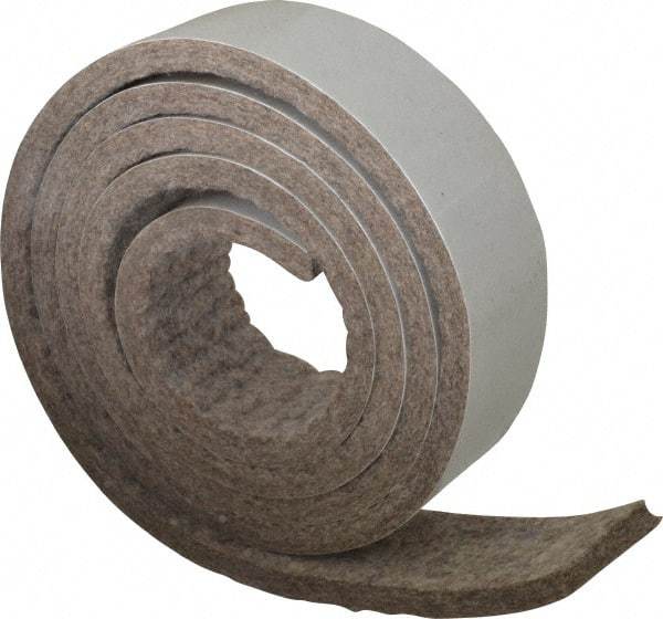 Made in USA - 1/4 Inch Thick x 1-1/2 Inch Wide x 5 Ft. Long, Felt Stripping - Gray, Adhesive Backing - Makers Industrial Supply