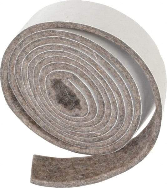 Made in USA - 1/8 Inch Thick x 1 Inch Wide x 5 Ft. Long, Felt Stripping - Gray, Adhesive Backing - Makers Industrial Supply