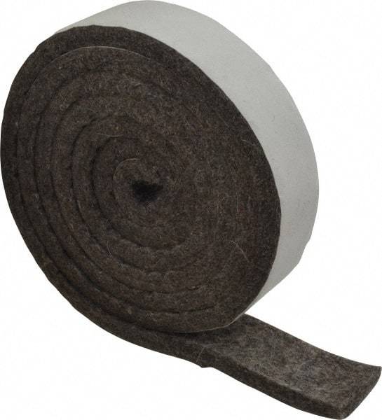 Made in USA - 1/4 Inch Thick x 1 Inch Wide x 5 Ft. Long, Felt Stripping - Gray, Adhesive Backing - Makers Industrial Supply