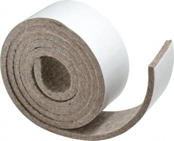 Made in USA - 1/4 Inch Thick x 2 Inch Wide x 5 Ft. Long, Felt Stripping - Gray, Adhesive Backing - Makers Industrial Supply