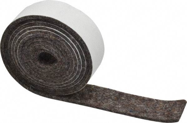 Made in USA - 1/8 Inch Thick x 1 Inch Wide x 5 Ft. Long, Felt Stripping - Gray, Adhesive Backing - Makers Industrial Supply