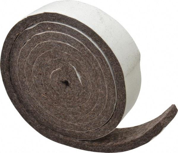 Made in USA - 1/4 Inch Thick x 1 Inch Wide x 5 Ft. Long, Felt Stripping - Gray, Adhesive Backing - Makers Industrial Supply