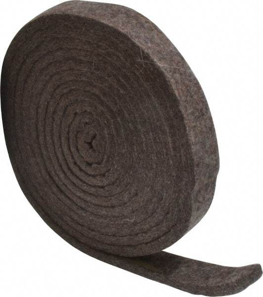 Made in USA - 1/4 Inch Thick x 1 Inch Wide x 10 Ft. Long, Felt Stripping - Gray, Plain Backing - Makers Industrial Supply