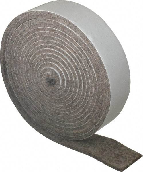 Made in USA - 1/8 Inch Thick x 1 Inch Wide x 10 Ft. Long, Felt Stripping - Gray, Adhesive Backing - Makers Industrial Supply