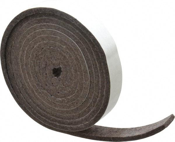 Made in USA - 1/4 Inch Thick x 1 Inch Wide x 10 Ft. Long, Felt Stripping - Gray, Adhesive Backing - Makers Industrial Supply