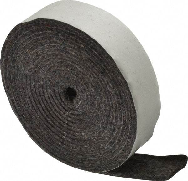 Made in USA - 1/8 Inch Thick x 1 Inch Wide x 10 Ft. Long, Felt Stripping - Gray, Adhesive Backing - Makers Industrial Supply