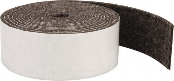 Made in USA - 1/8 Inch Thick x 1-1/2 Inch Wide x 10 Ft. Long, Felt Stripping - Gray, Adhesive Backing - Makers Industrial Supply