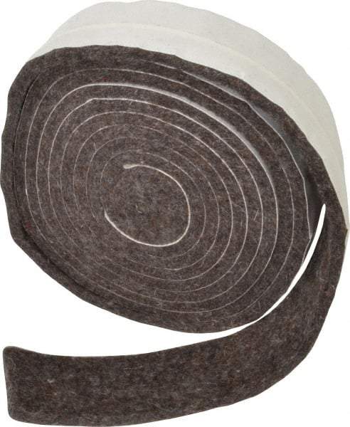 Made in USA - 1/4 Inch Thick x 1-1/2 Inch Wide x 10 Ft. Long, Felt Stripping - Gray, Adhesive Backing - Makers Industrial Supply