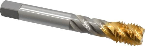 OSG - 3/4-10 UNC 4 Flute 2B Modified Bottoming Spiral Flute Tap - Vanadium High Speed Steel, TiN Finish, 125mm OAL, Right Hand Flute, Right Hand Thread - Makers Industrial Supply