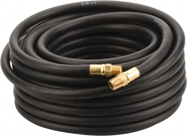 Continental ContiTech - 1/4" ID x 1/2" OD 50' Long Multipurpose Air Hose - MNPT x MNPT Ends, 200 Working psi, -40 to 190°F, 1/4" Fitting, Black - Makers Industrial Supply