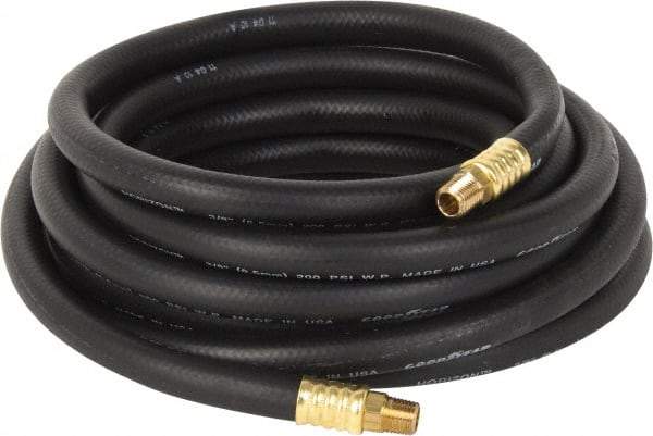 Continental ContiTech - 3/8" ID x 0.669" OD 25' Long Multipurpose Air Hose - MNPT x MNPT Ends, 200 Working psi, -40 to 190°F, 1/4" Fitting, Black - Makers Industrial Supply