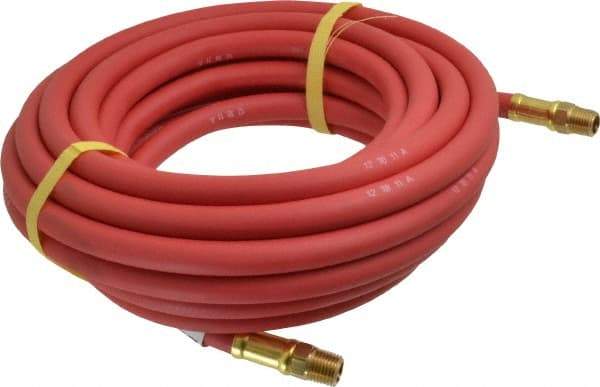 Continental ContiTech - 1/4" ID x 0.527" OD 25' Long Multipurpose Air Hose - MNPT x MNPT Ends, 250 Working psi, -40 to 190°F, 1/4" Fitting, Red - Makers Industrial Supply