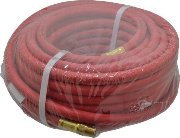 Continental ContiTech - 1/4" ID x 0.527" OD 50' Long Multipurpose Air Hose - MNPT x MNPT Ends, 250 Working psi, -40 to 190°F, 1/4" Fitting, Red - Makers Industrial Supply