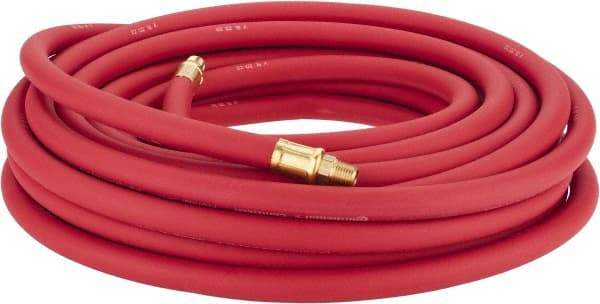 Continental ContiTech - 3/8" ID x 0.7" OD 50' Long Multipurpose Air Hose - MNPT x MNPT Ends, 250 Working psi, -40 to 190°F, 1/4" Fitting, Red - Makers Industrial Supply