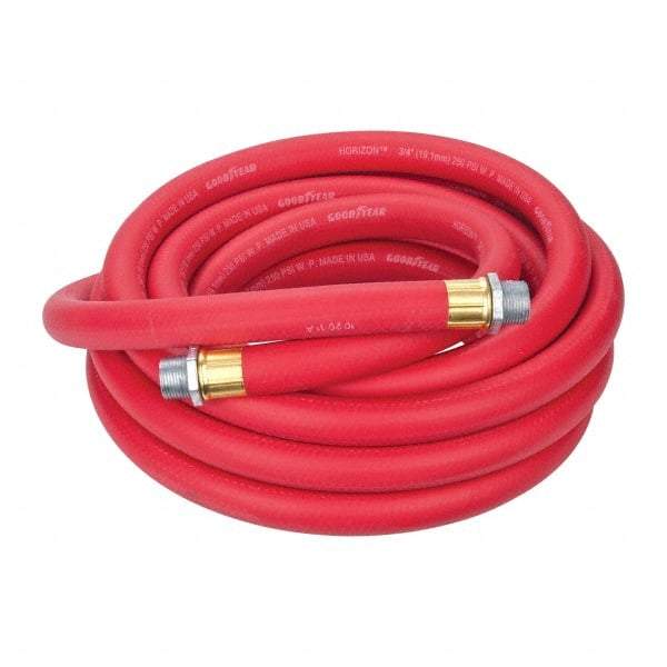 Continental ContiTech - 3/4" ID x 1.133" OD 25' Long Multipurpose Air Hose - MNPT x MNPT Ends, 250 Working psi, -40 to 190°F, 3/4" Fitting, Red - Makers Industrial Supply