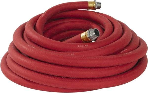 Continental ContiTech - 3/4" ID x 1.133" OD 50' Long Multipurpose Air Hose - MNPT x MNPT Ends, 250 Working psi, -40 to 190°F, 3/4" Fitting, Red - Makers Industrial Supply