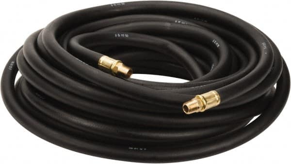 Continental ContiTech - 3/8" ID x 0.688" OD 50' Long Oil Resistant Air Hose - MNPT x MNPT Ends, 300 Working psi, -20 to 190°F, 1/4" Fitting, Black - Makers Industrial Supply