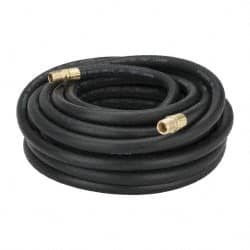 Continental ContiTech - 1/2" ID x 0.844" OD 50' Long Oil Resistant Air Hose - MNPT x MNPT Ends, 300 Working psi, -20 to 190°F, 1/2" Fitting, Black - Makers Industrial Supply