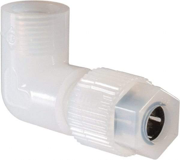 NewAge Industries - 3/8" Tube OD, PFA PTFE Plastic Compression Tube Female Elbow - 1/4 NPT Pipe, 500°F Max, 1/4 Thread - Makers Industrial Supply