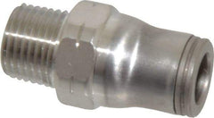 Legris - 1/4" Outside Diam, 1/8 NPT, Stainless Steel Push-to-Connect Male Connector - 435 Max psi, Tube to Male NPT Connection, FKM O-Ring - Makers Industrial Supply